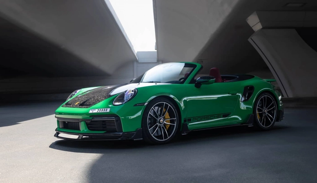Rent a Porsche 911-Turbo-S green, 2023 in Dubai