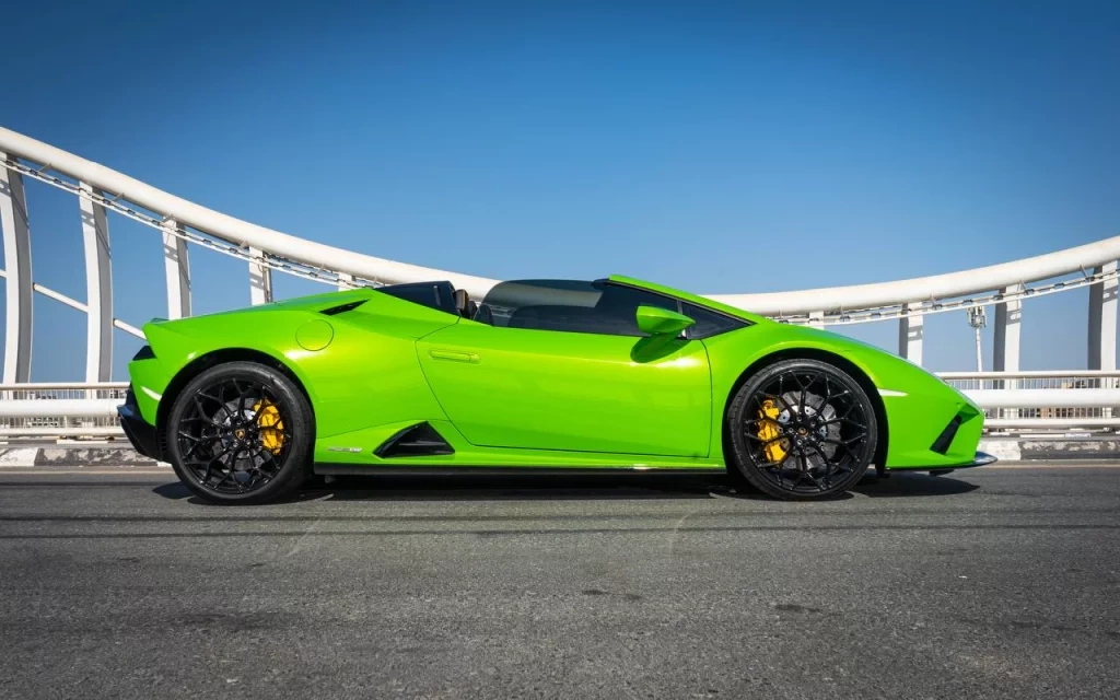 Rent a Lamborghini Evo-Spyder green, 2021 in Dubai