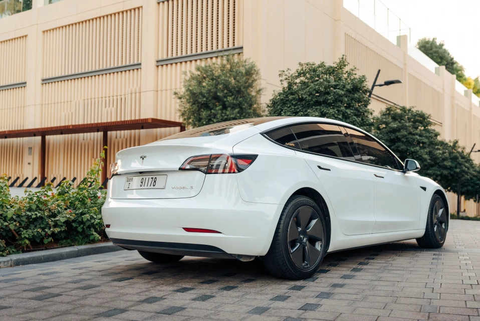 Rent a Tesla Model-3 white, 2021 in Dubai