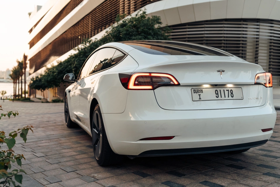 Rent a Tesla Model-3 white, 2021 in Dubai