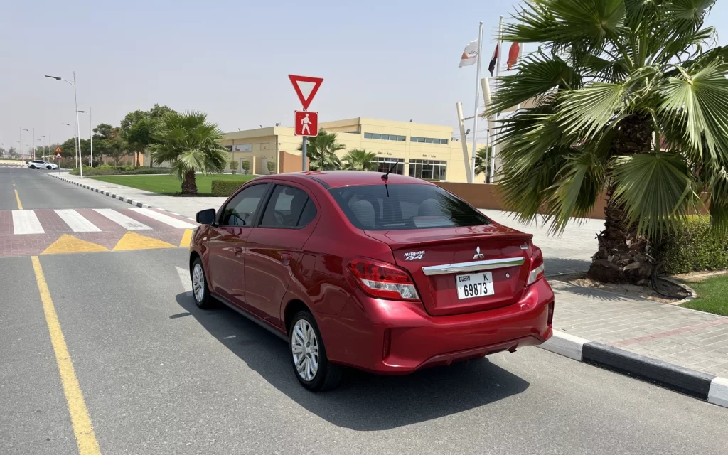 Rent a Mitsubishi Mirage cherry, 2021 in Dubai