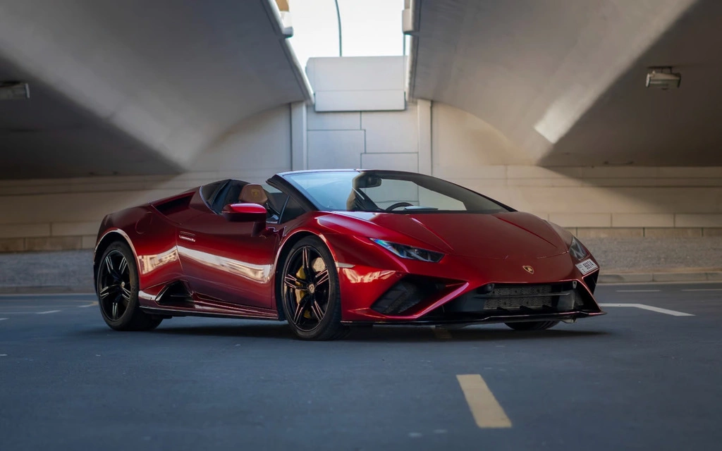 Rent a Lamborghini Evo-Spyder maroon, 2023 in Dubai