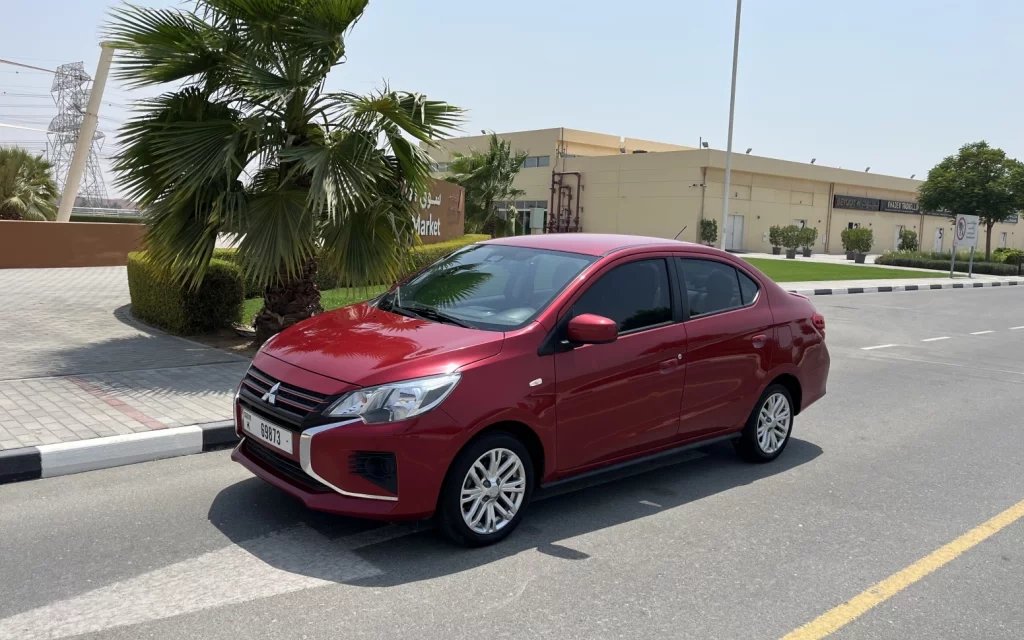 Rent a Mitsubishi Mirage cherry, 2021 in Dubai