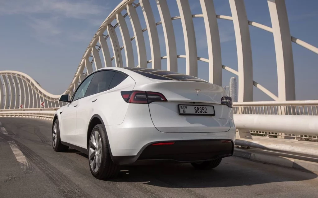 Rent a Tesla Model-Y white, 2022 in Dubai