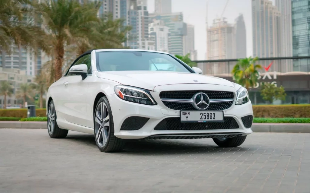 Rent a Mercedes C300-Cabrio white, 2020 in Dubai