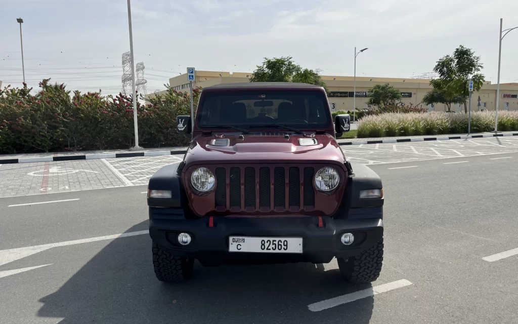 Rent a Jeep Wrangler cherry, 2021 in Dubai