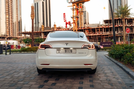 Rent a Tesla Model-3 white, 2021 in Dubai