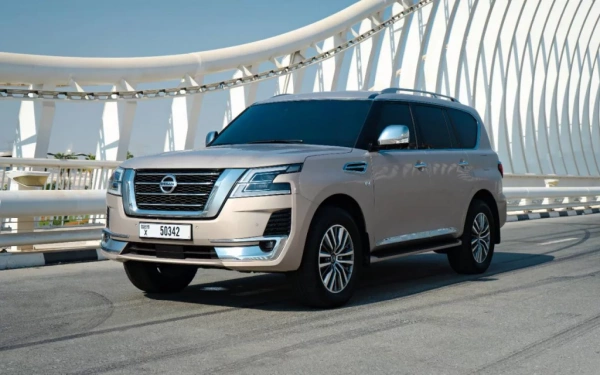 Rent a Nissan Patrol-V8-Platinum beige, 2021 in Dubai