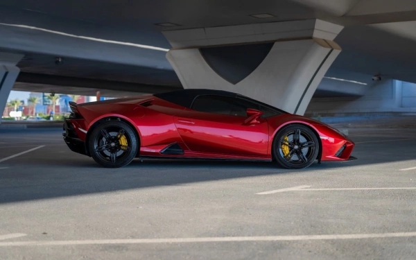 Rent a Lamborghini Evo-Spyder maroon, 2023 in Dubai