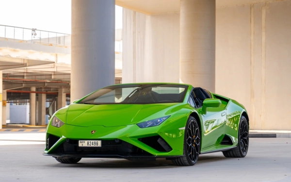 Rent a Lamborghini Evo-Spyder green, 2021 in Dubai