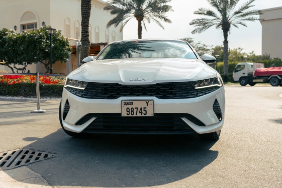 Rent a Kia K5 white, 2022 in Dubai