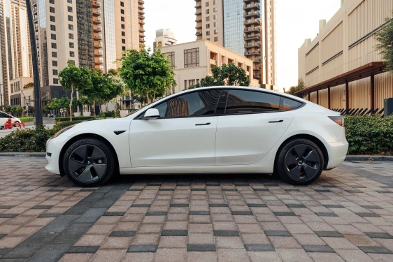 Rent a Tesla Model-3 white, 2021 in Dubai