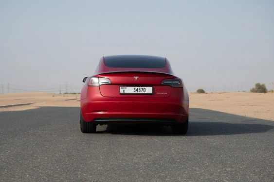 Rent a Tesla Model-3-Perfomance red, 2023 in Dubai